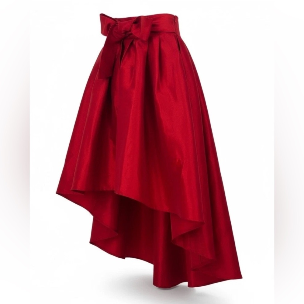 Elegant Red High-Low Skirt